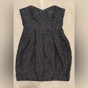 Shoshanna Blue/White/Silver Strapless Pleated Dress Size 10